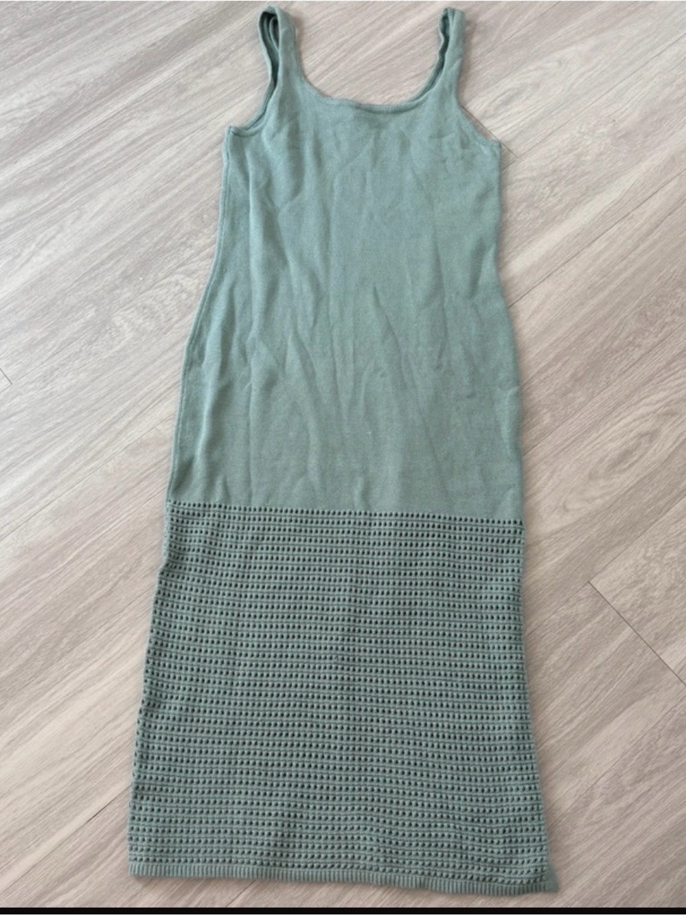 Universal Thread Sleeveless Knit Crochet Maxi Dress in Sage Green